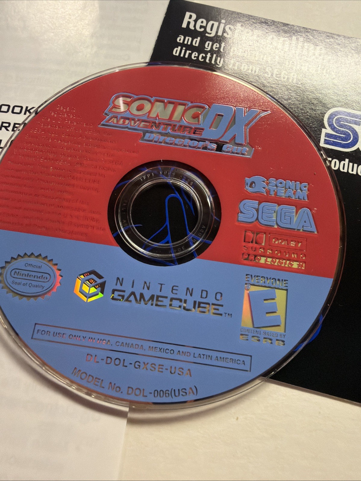 Sonic Adventure DX: Director’s Cut (Nintendo GameCube, 2003) Cib With Reg Card