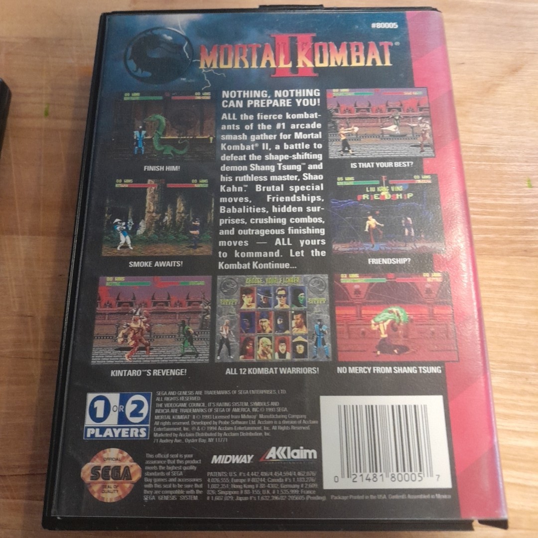 Sega Genesis Mortal Kombat And Moral Kombat II