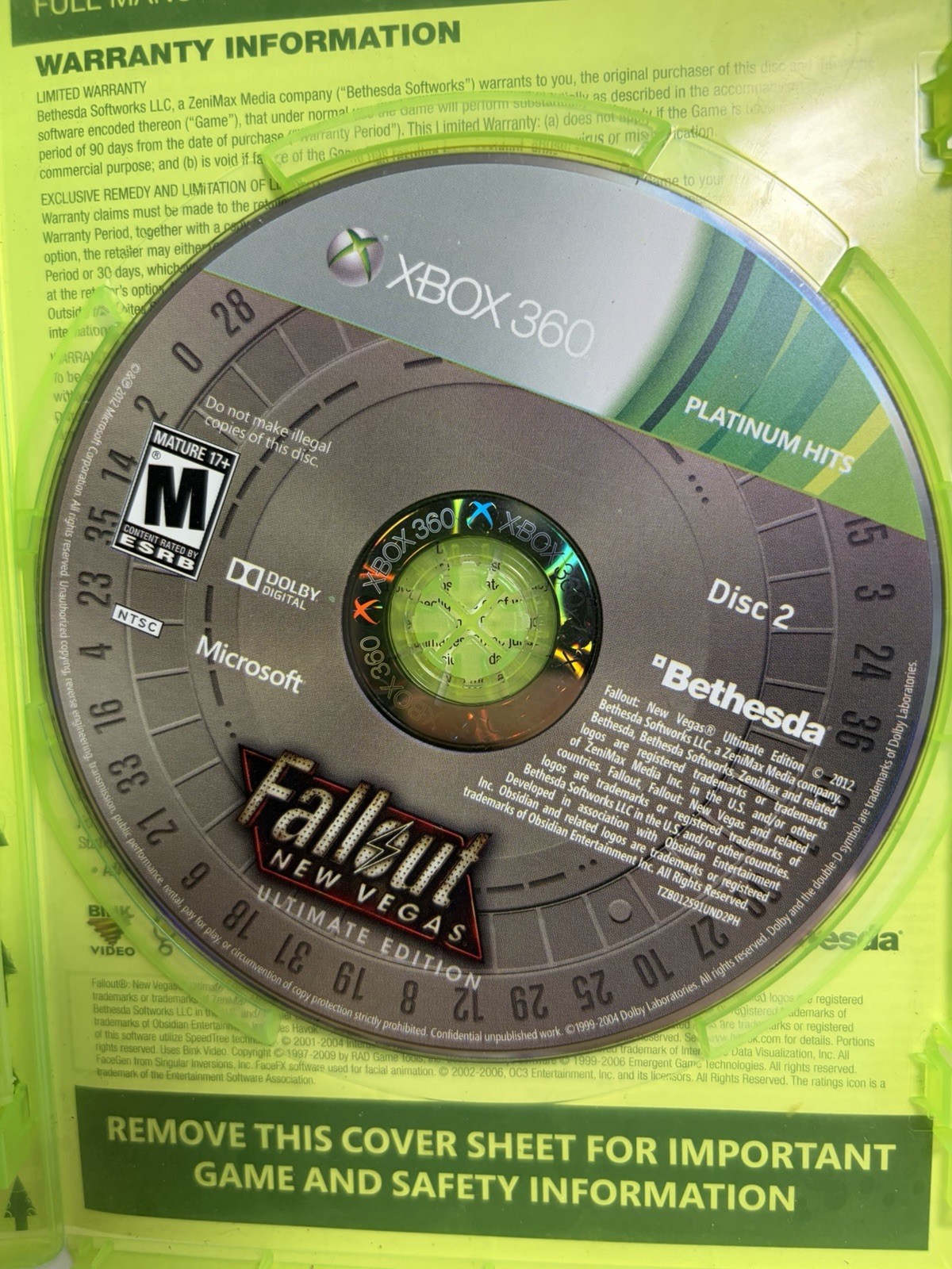 Fallout: New Vegas [Ultimate Edition] (Microsoft Xbox 360, 2012) 2 Discs Tested
