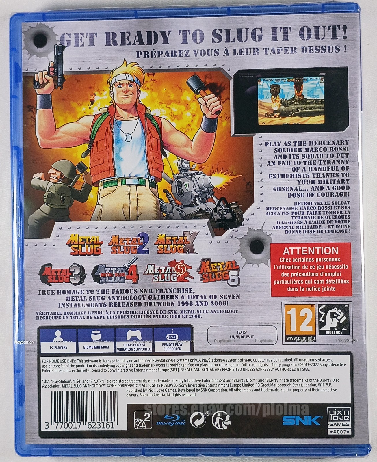 METAL SLUG ANTHOLOGY Sealed (Imperfect Artwork) PS4 Game EU Release, US Seller