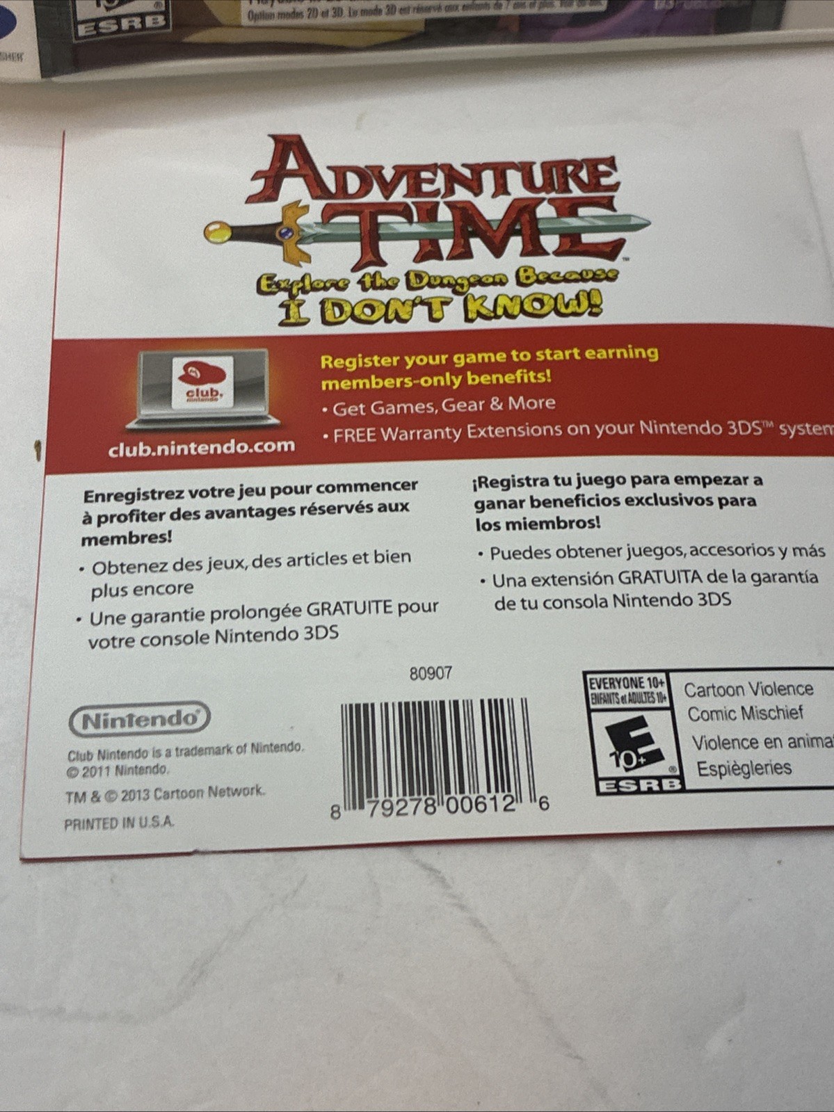 Adventure Time Explore the Dungeon Because I Don’t Know! Nintendo 3DS 2DS CIB