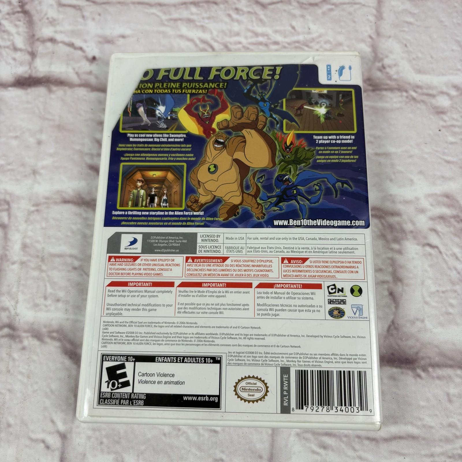 Ben 10 Alien Force Nintendo Wii Game CIB Manual E10+ D3Publisher NTSC-U/C