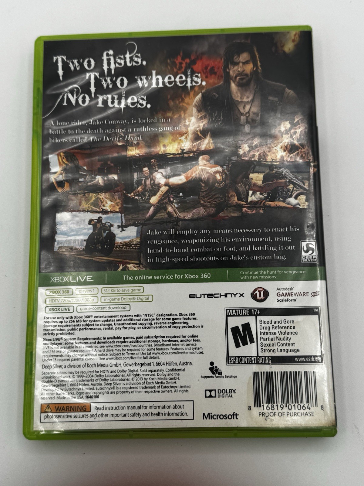 Ride to Hell: Retribution (Microsoft Xbox 360, 2013) Tested & Working complete