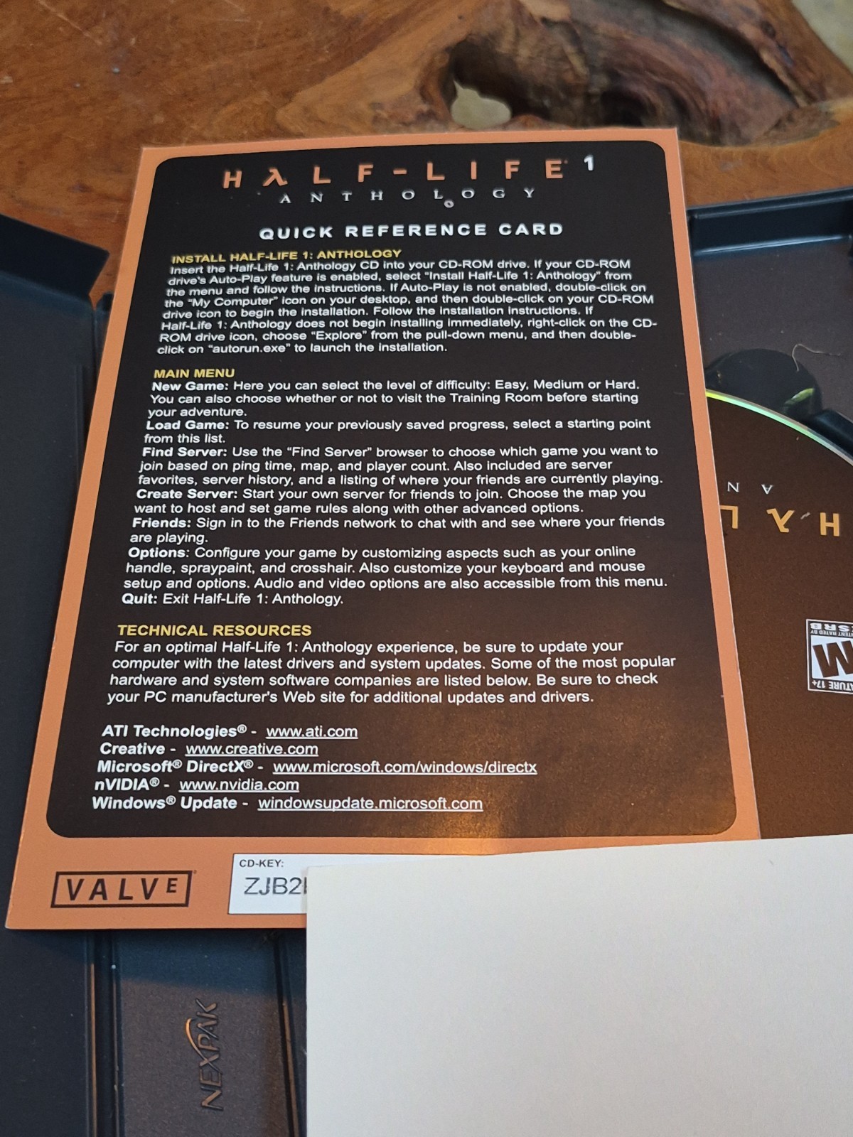 Half-Life 1 Anthology (PC, 2005) W Key