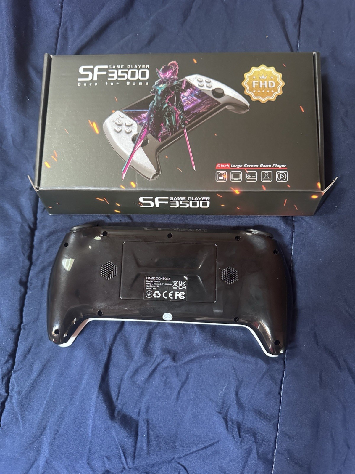 SF3500 Handheld Game System Built-In Games 5in IPS 1080p FHD HDMI Black/White