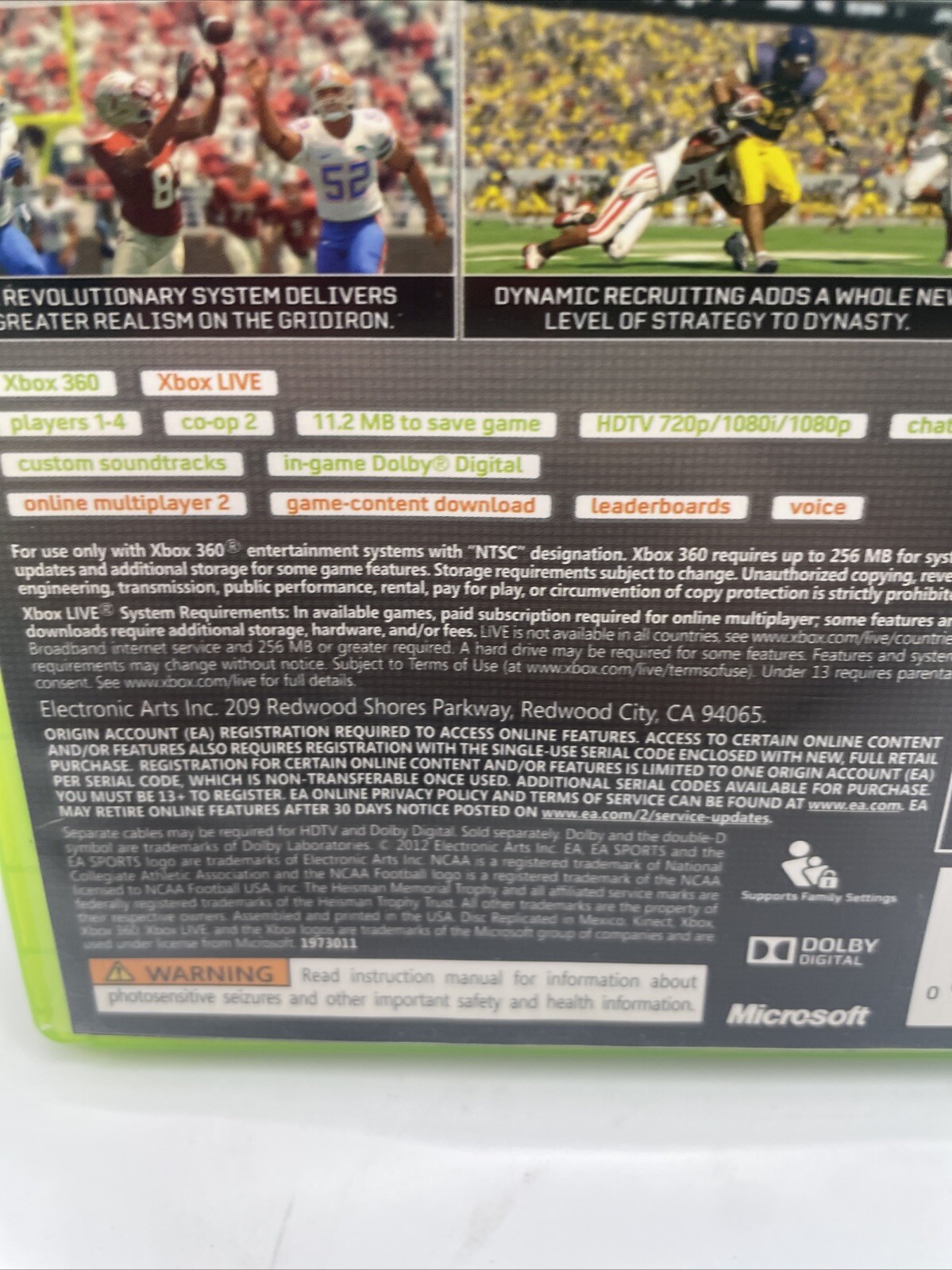 NCAA Football 13 (Microsoft Xbox 360, 2012) – Complete with Inserts – TESTED