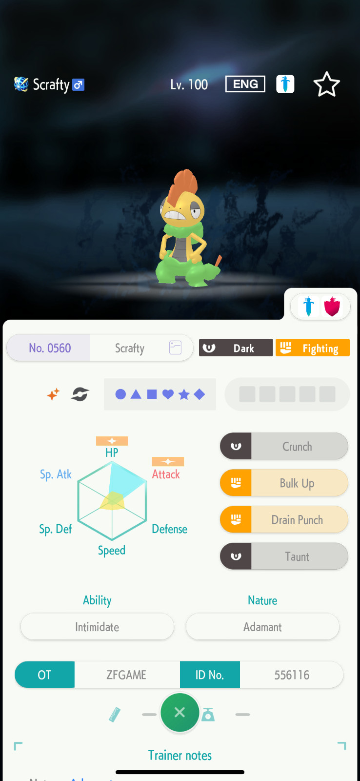 ✨6IV SHINY Scrafty + EVS🚀 POKEMON HOME✨Champions✨Online delivery⚡
