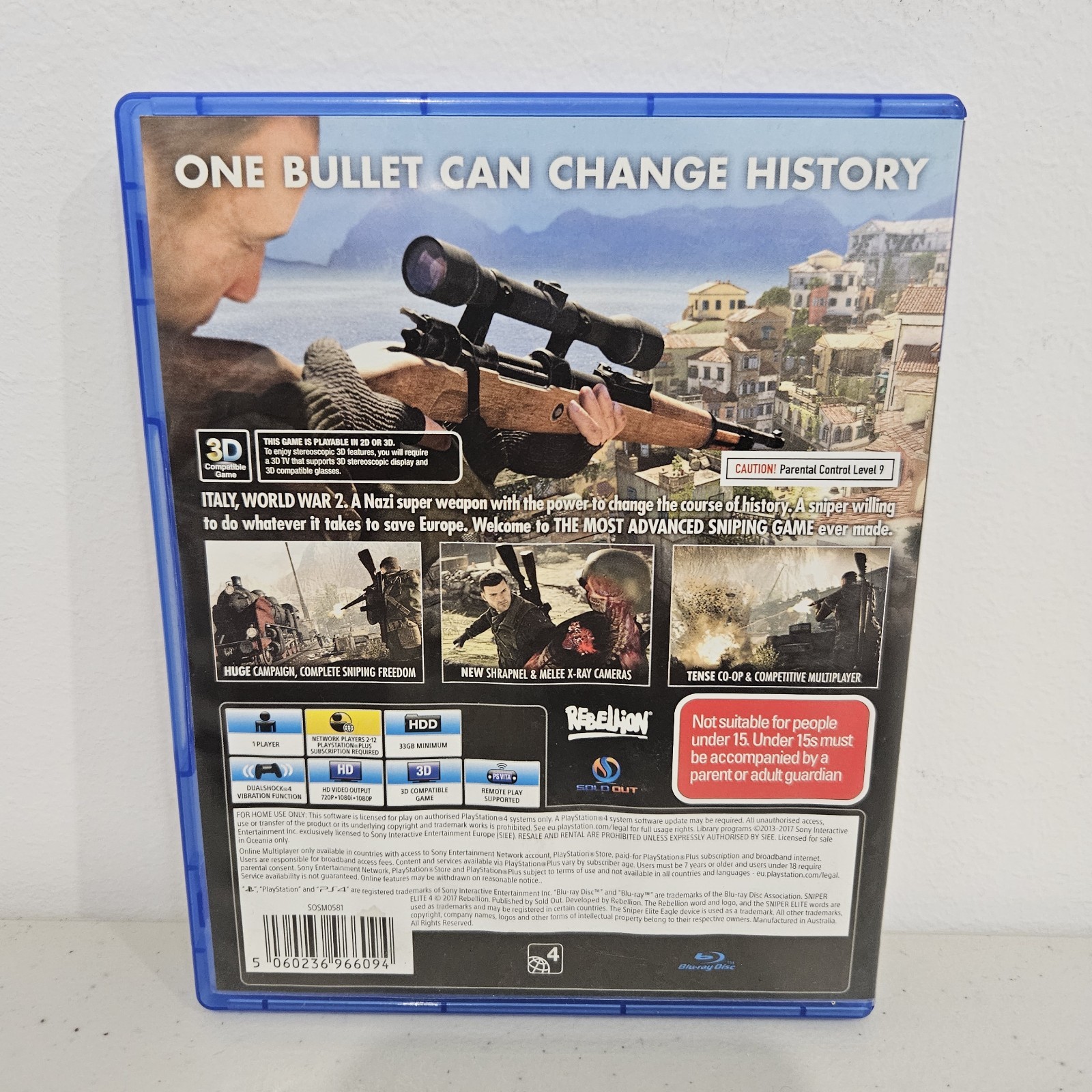 Sniper Elite 4 Sony PlayStation 4 PS4 Game Italy World War 2