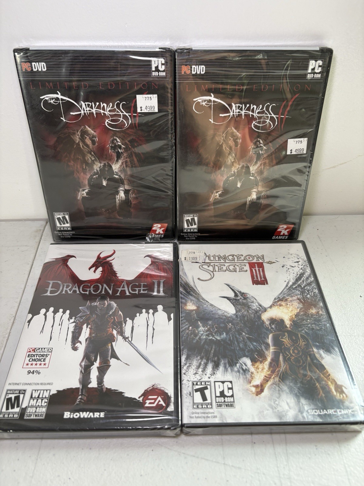 Sealed PC Game Lot The Darkness II Limited Edition Dragon Age II Dungeon Siege