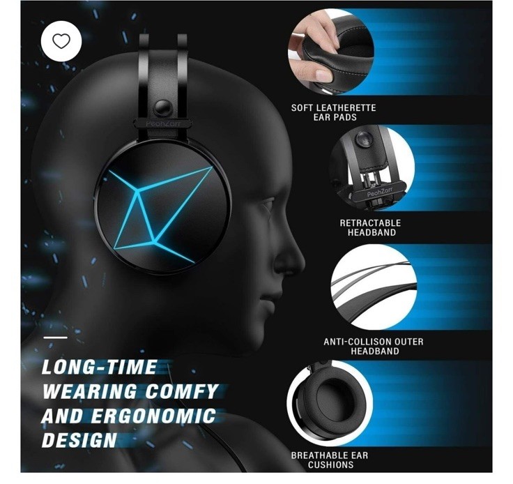 PeohZarr Wired Gaming Headset, Noise Cancelling Microphone, 3.5mm Audio Jack,