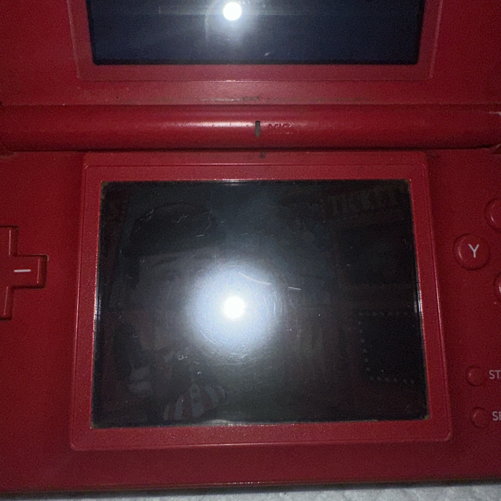Nintendo DS Lite Mario Edition Console w/ Charger & GBA WORKS! BAD HINGE!