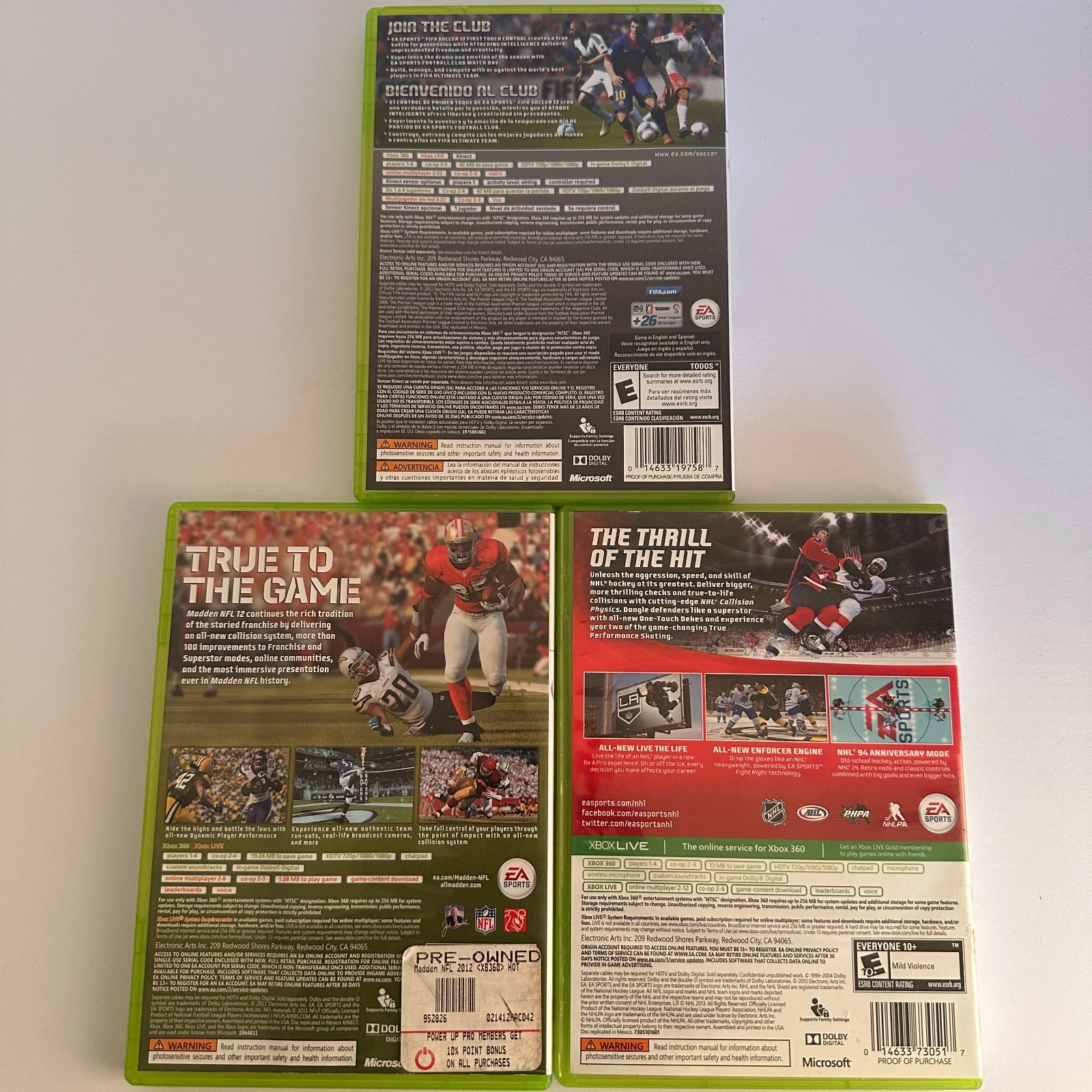 Xbox 360 Sports Game Bundle Madden 12 FIFA 13 NHL 14 Tested CIB Lot