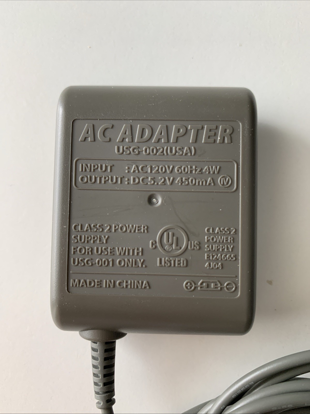 OEM Nintendo DS Original AC Adapter Charger (USG-002) USA Gray Tested
