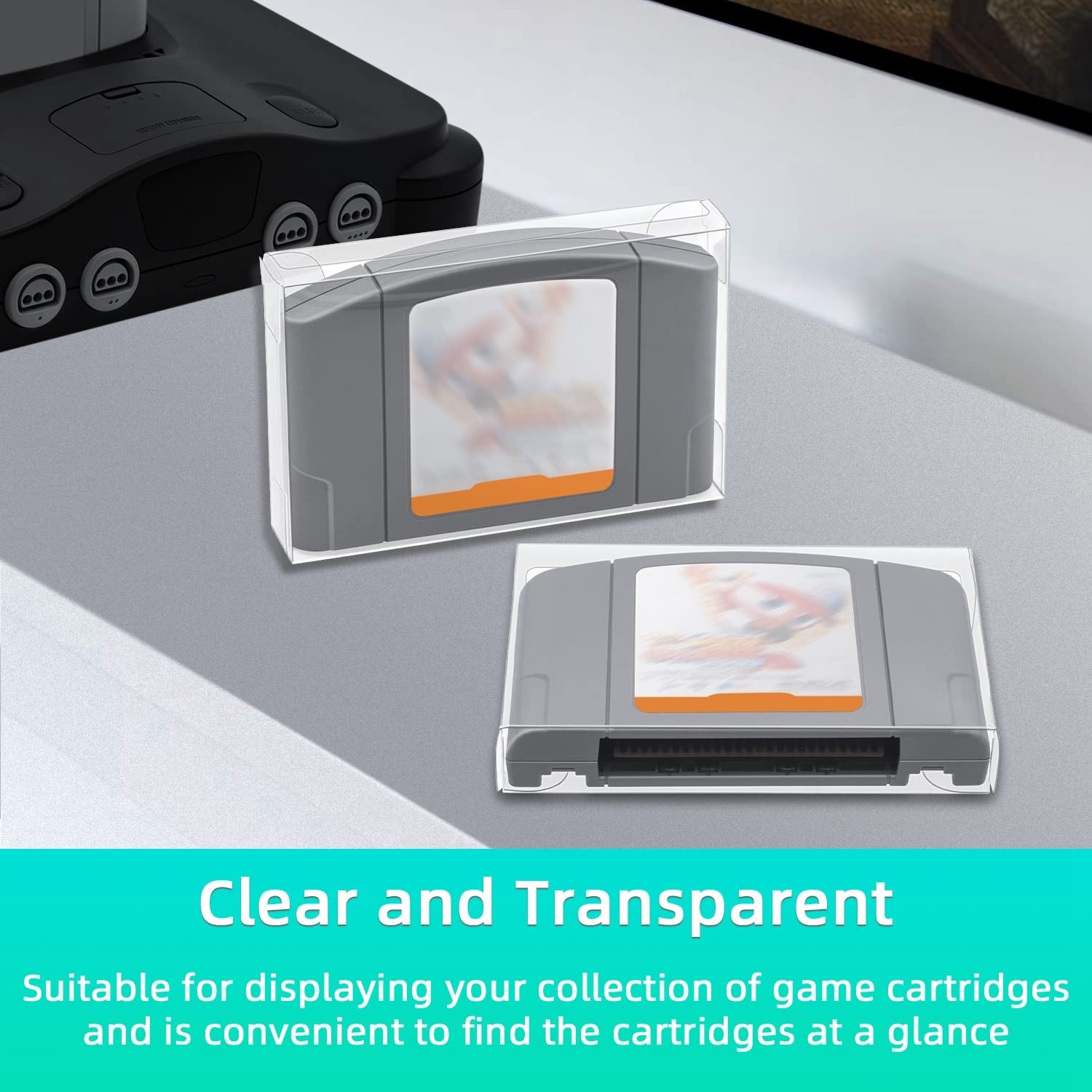 Clear Plastic Case Sleeve Protector Storage Box For Nintendo N64 Games Cartridge