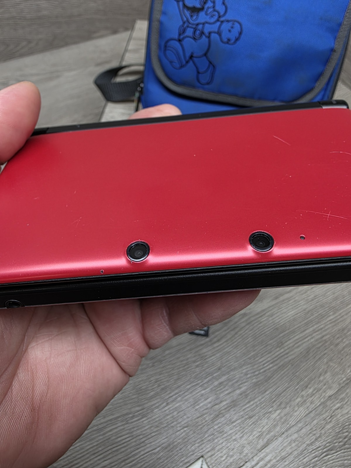 Nintendo 3DS XL SPR-001 Handheld Console Flame Red & Black with Carrying Case