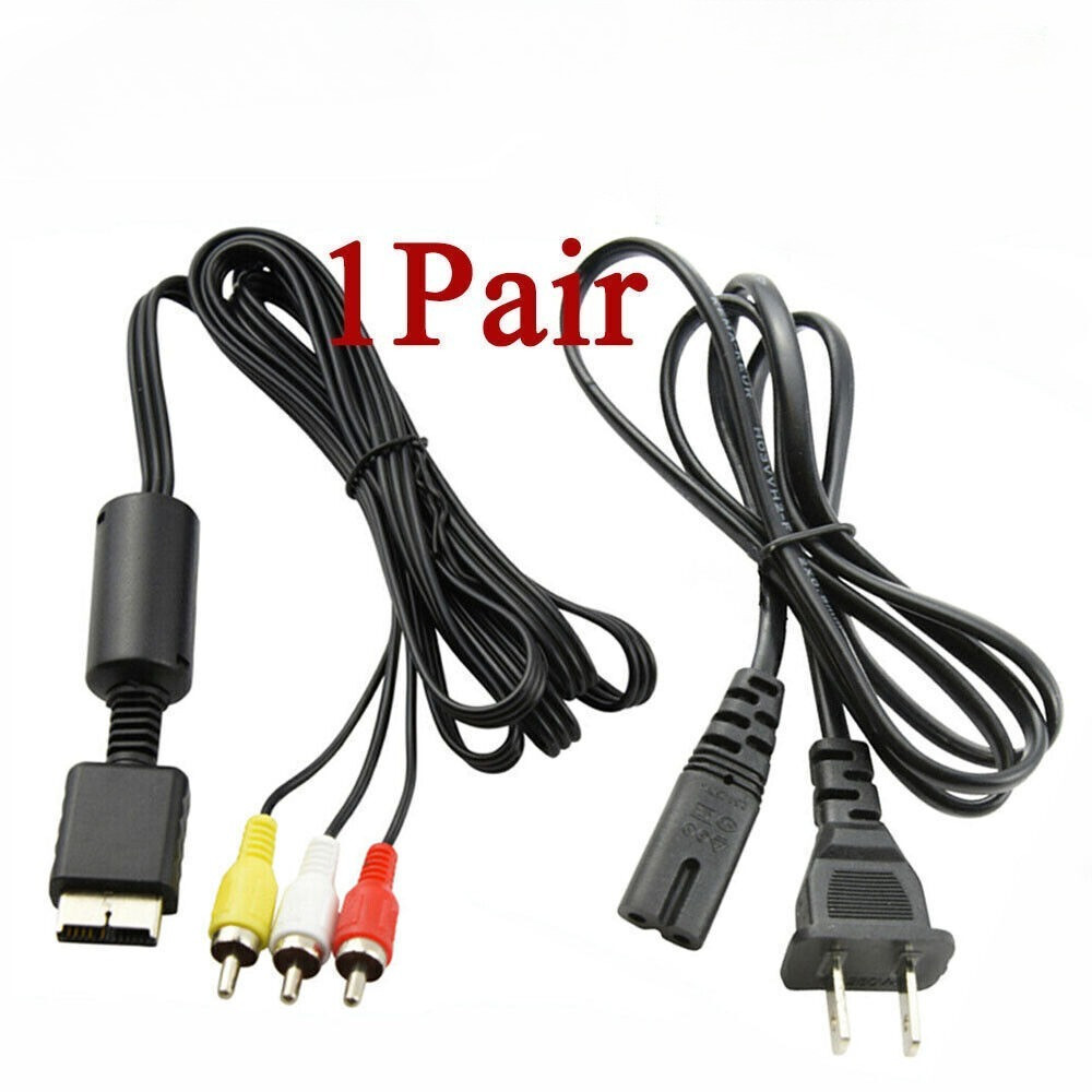 NEW Audio AV RCA+AC Cable Power Adapter Cord For Sony Playstation 1/2 PS2 FAT
