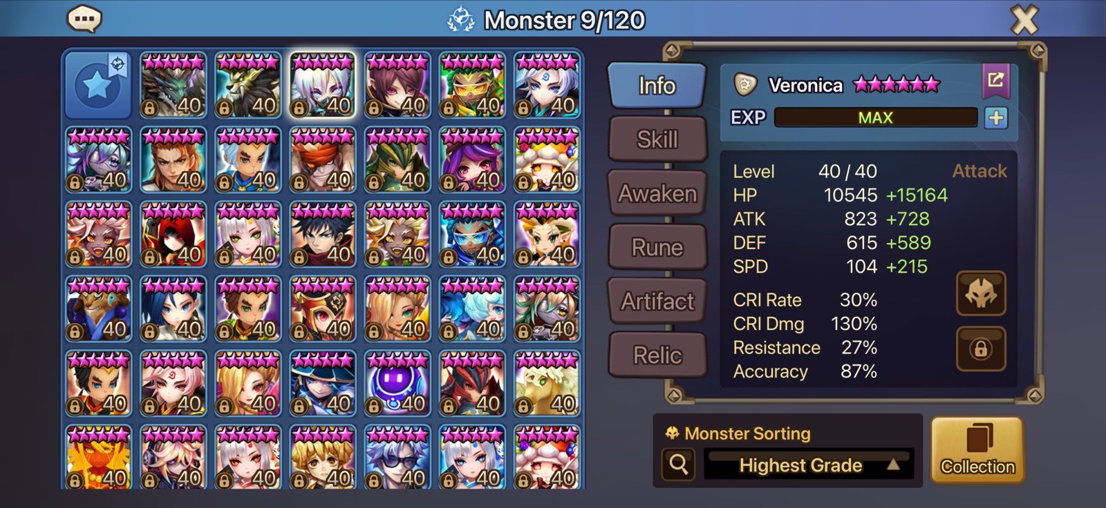 Summoners war end game 9ld5 account 230 swift , 188 vio will 182