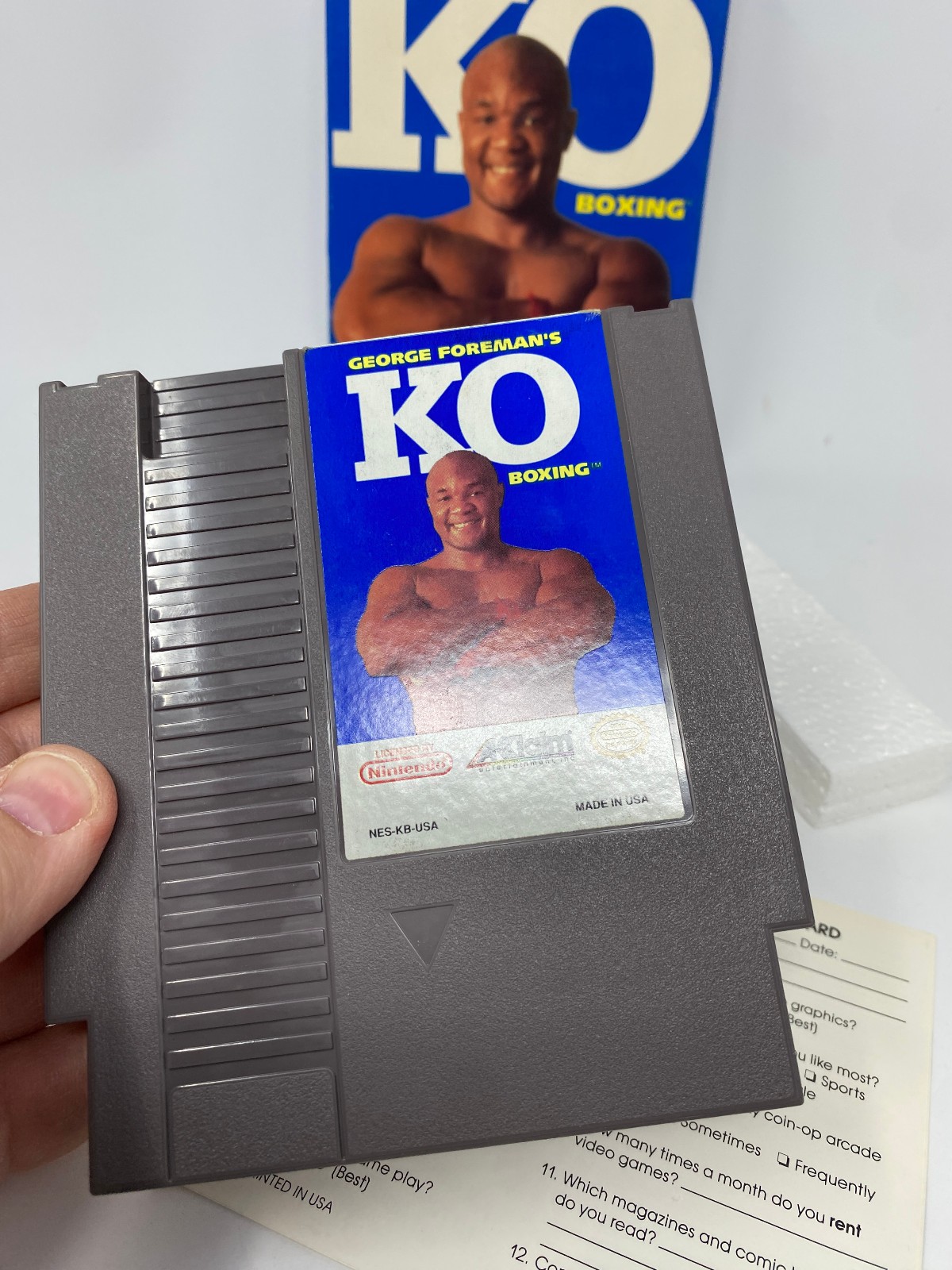NES George Foreman’s KO Boxing Nintendo CIB Poster Box Manual Complete Game Vtg