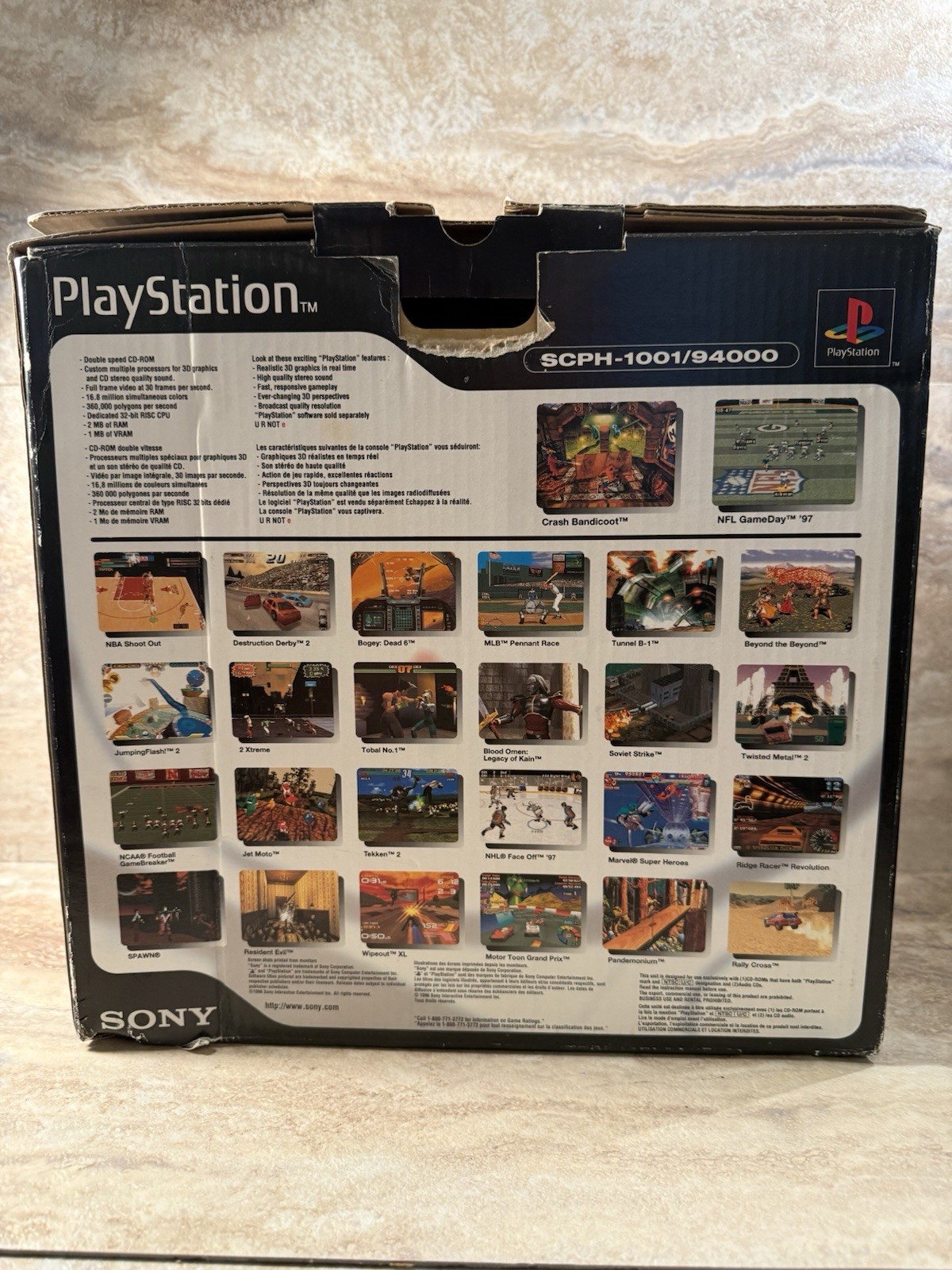 Sony PlayStation One PS1 Video Game Console Gray Box Demo Foam Memory Card