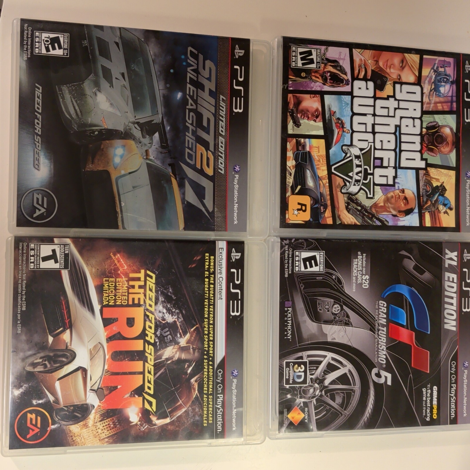 Grand Theft Auto 5, Gran Turismo 5XL, NEED4SPEED, Shift2 PS3 4 Games lot USA