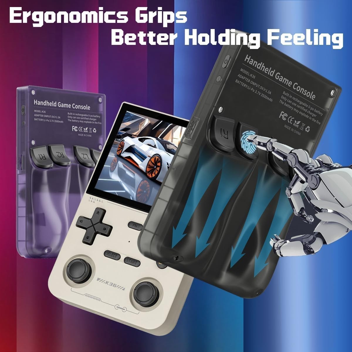 K36 Retro Handheld Console 3.5 Inch IPS 64GB 16000+ Built-in Games