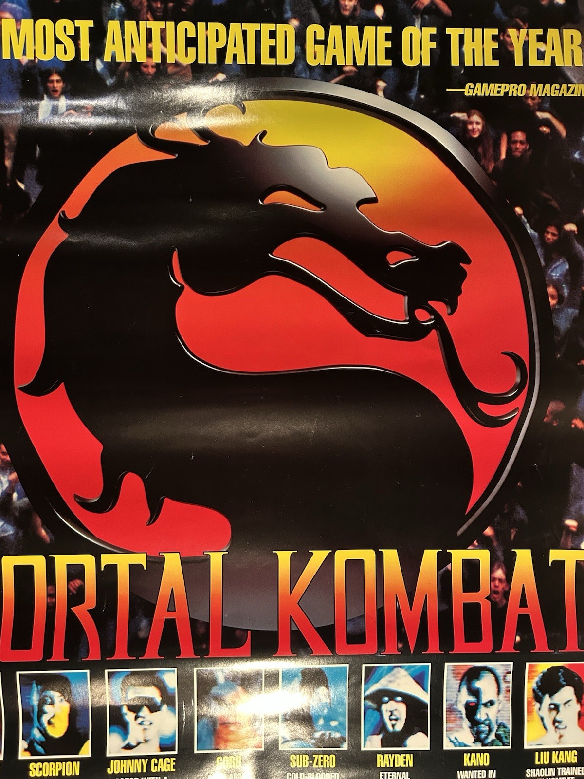 Mortal Kombat 1993 Rare Store Promo Poster Akklaim! SNES SEGA GAMEBOY!