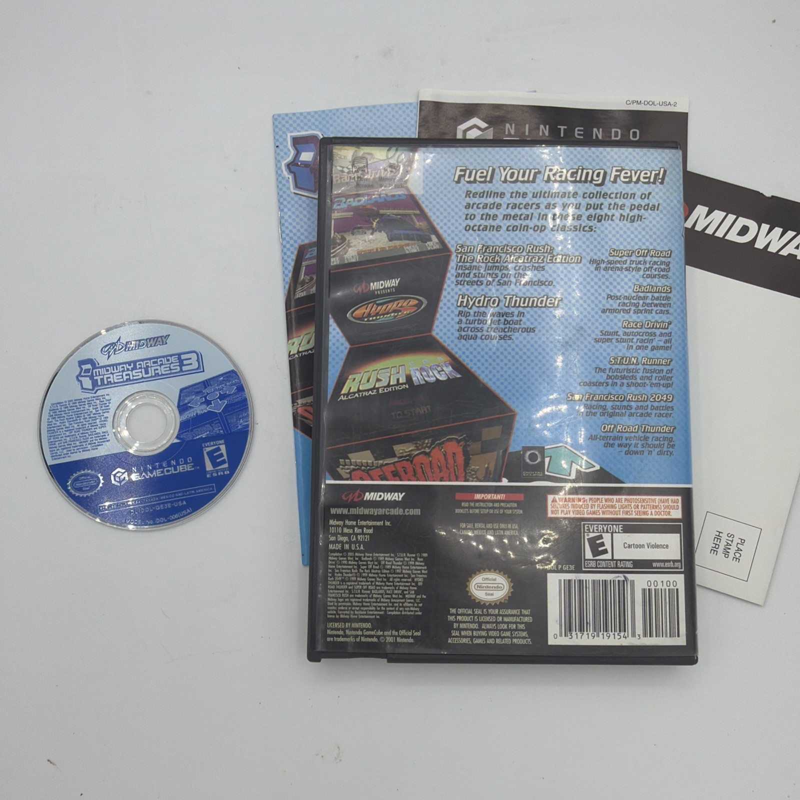 Midway Arcade Treasures 3 (Nintendo GameCube, 2005) Complete + Reg Card