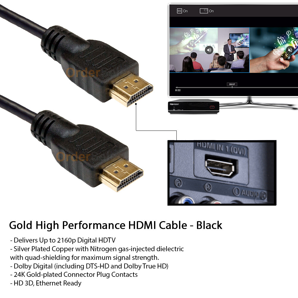 HDMI 1.4 4K 3D HDTV PC Xbox ONE PS4 LOT High Speed Cable Plug 3 6 10 15 25 50 FT