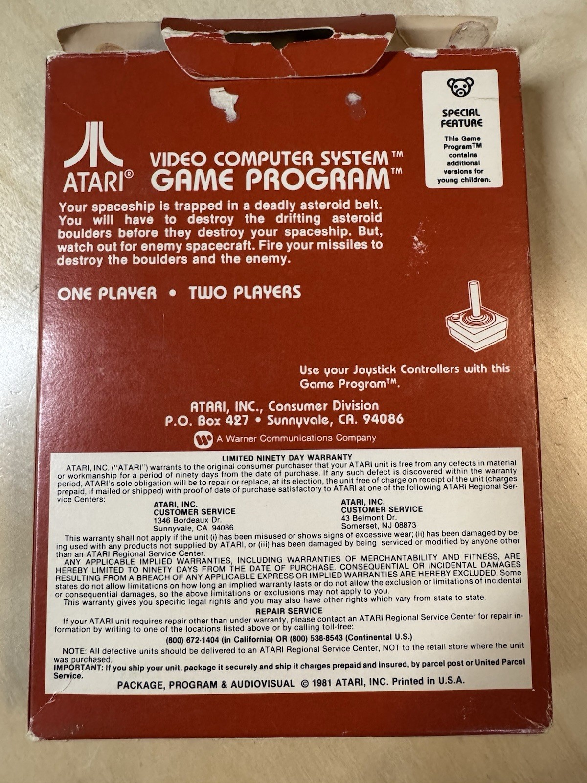 Atari 2600 Game Cartridge, Asteroids, Complete – CIB