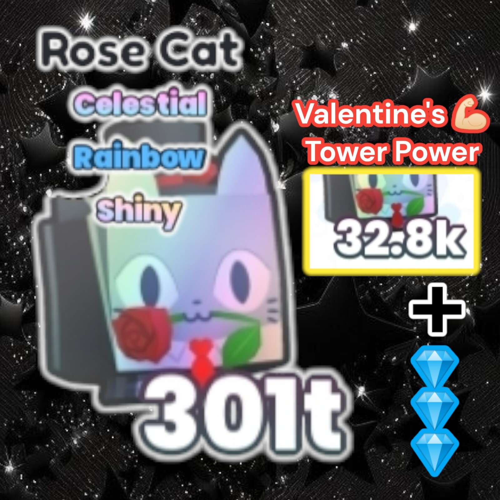 Shiny Rainbow Rose Cat + 5 Million Diamonds. PS99. OP. Same Day