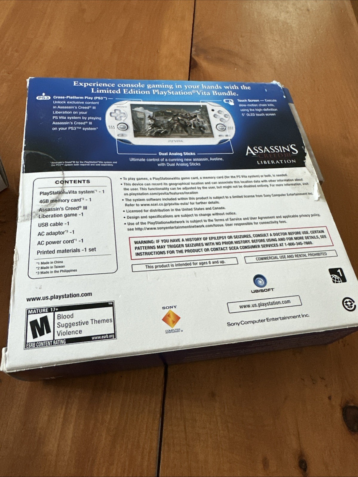 Sony PS Vita PCH-1001 Assassin’s Creed Bundle White In Box No Game/charger