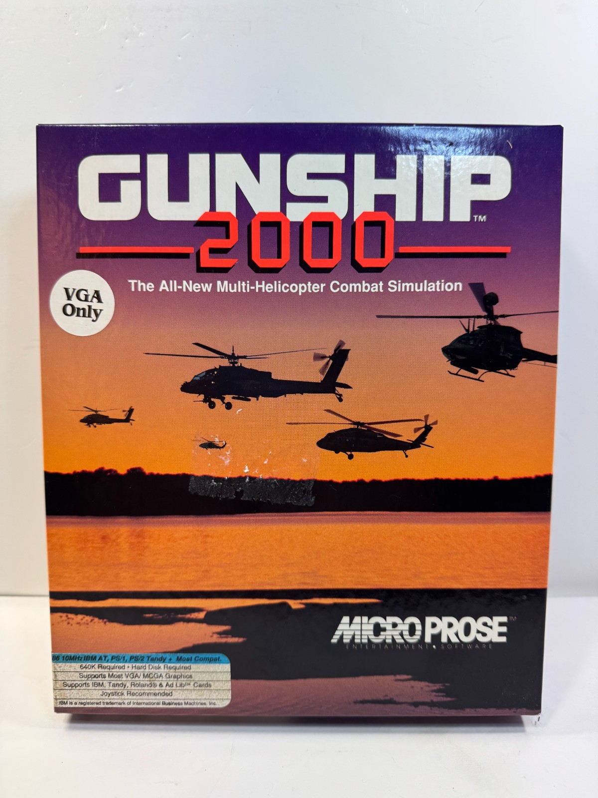 PC BIG BOX Gunship 2000 (PC, 1991) 3.5″ Floppy Version Complete with Inserts