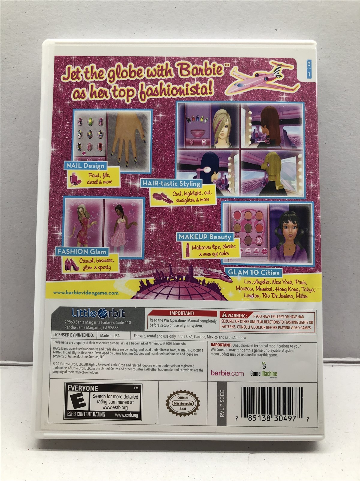 Barbie: Jet, Set & Style (Nintendo Wii, 2011) Complete Tested Working Free Ship