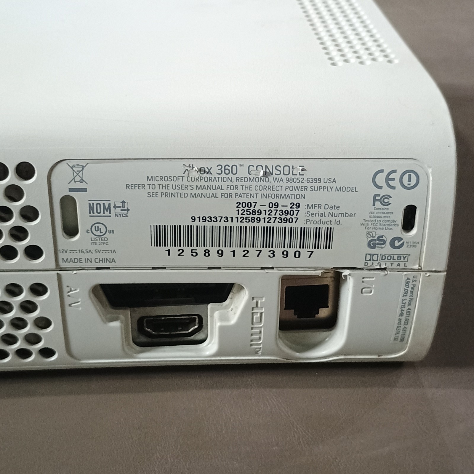 working Microsoft Xbox 360 White Home Console w/ Power Supply HDMI 1080p NTSC