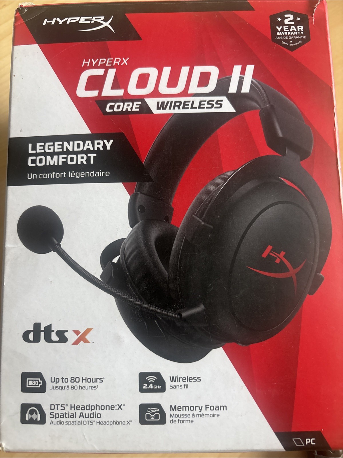 HyperX Cloud II Core Wireless Gaming Headset (Black) New Open Box