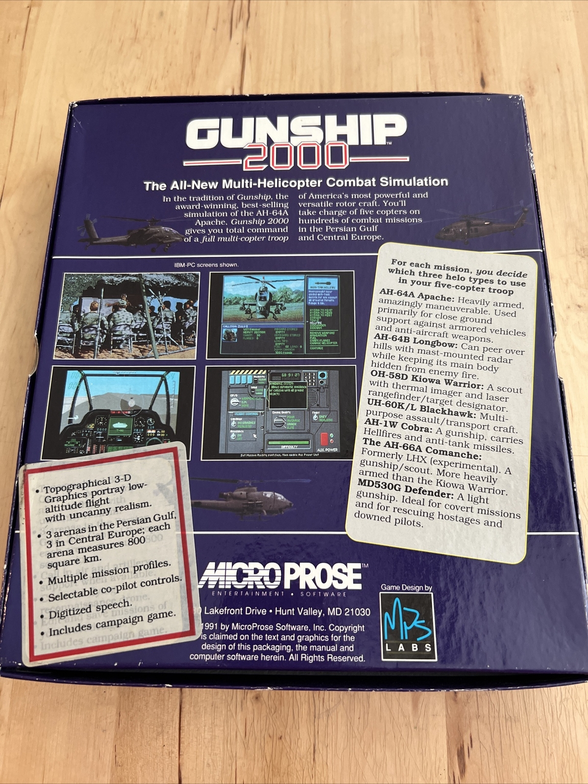 Gunship 2000 Helicopter Simulation MicroPose SEE PICS