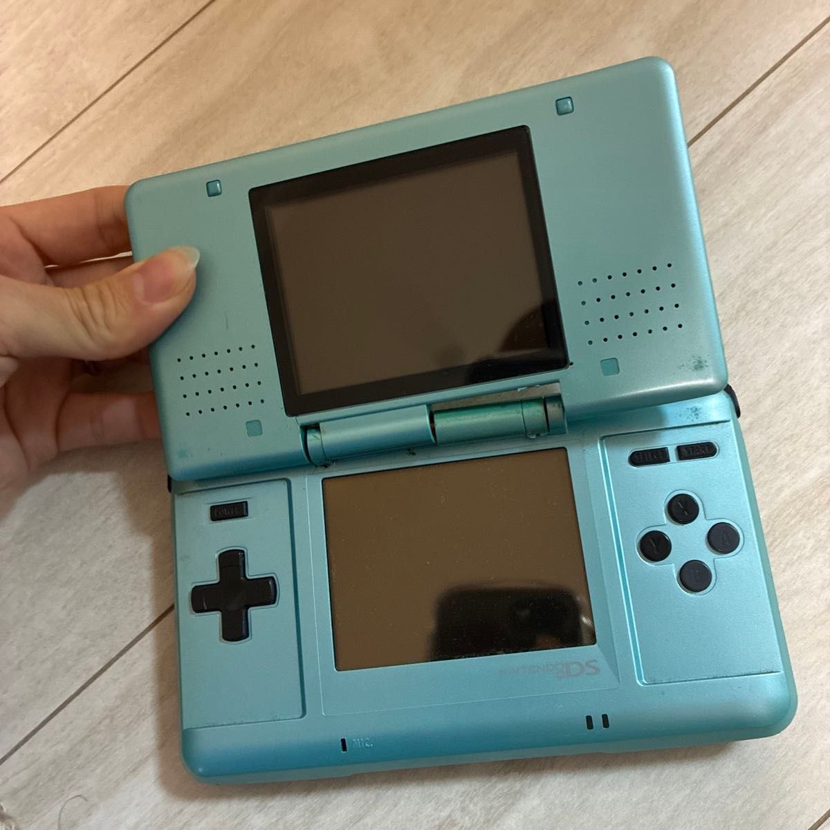 Original Nintendo DS Turquoise Blue NTR-001 Junk For Parts With Game Japan