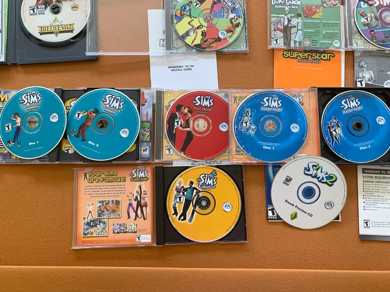 The Sims Original & Sims Medieval PC Games w/7 Expansion Packs & Instructions