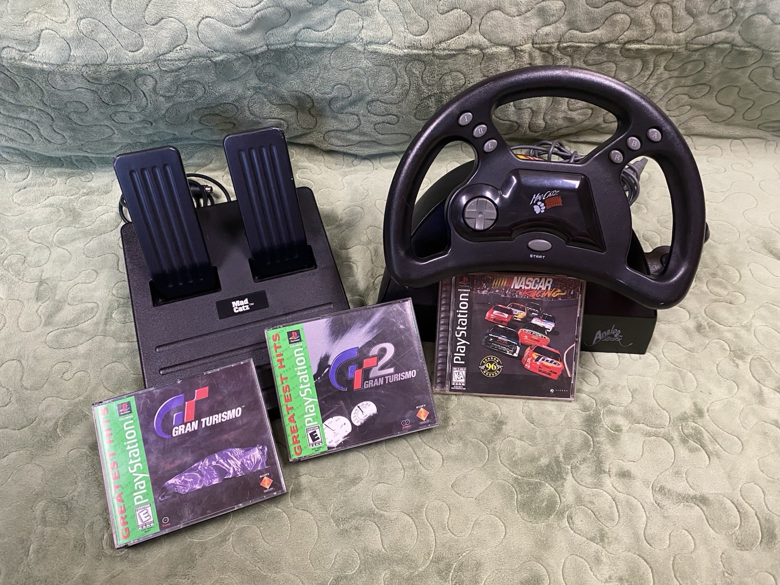 Mad Catz Racing Steering Wheel Pedals, PlayStation PS1, Gran Turismo 1/2 NASCAR