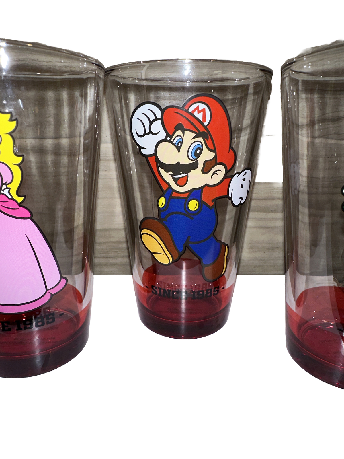 Super Mario Collectible Set of 3 Pub Style Tumbler Glasses Cups 16oz Pint