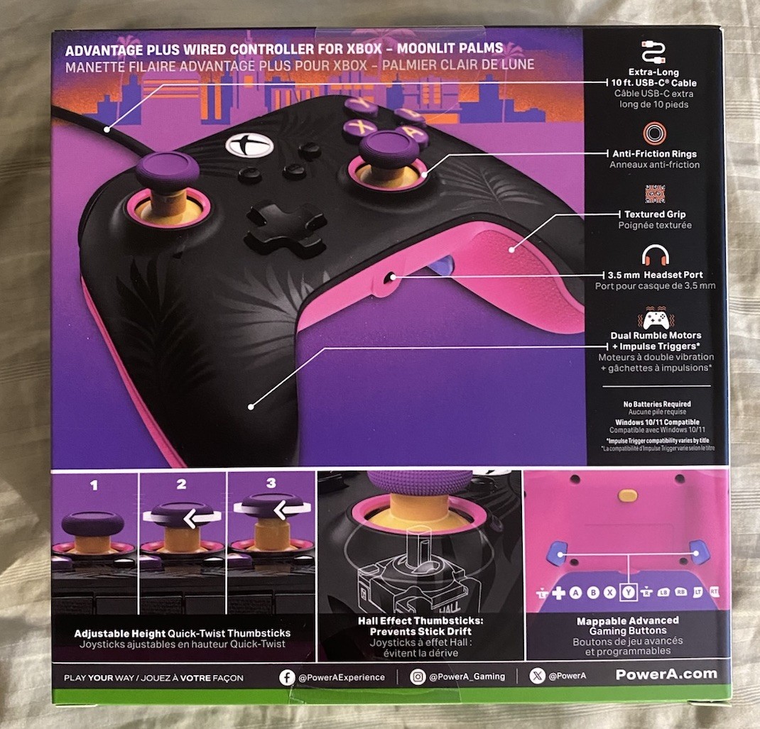 POWERA ADVANTAGE+ WIRED CONTROLLER XBOX / PC Model: XBGPADWH, USB-C CABLE