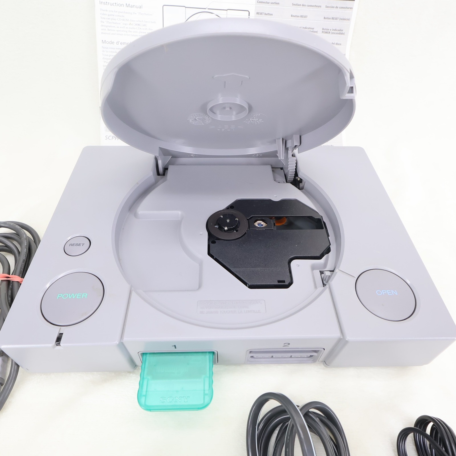 Sony PlayStation PS1 Console Bundle SCPH-9001 Gray DualShock Controller READ