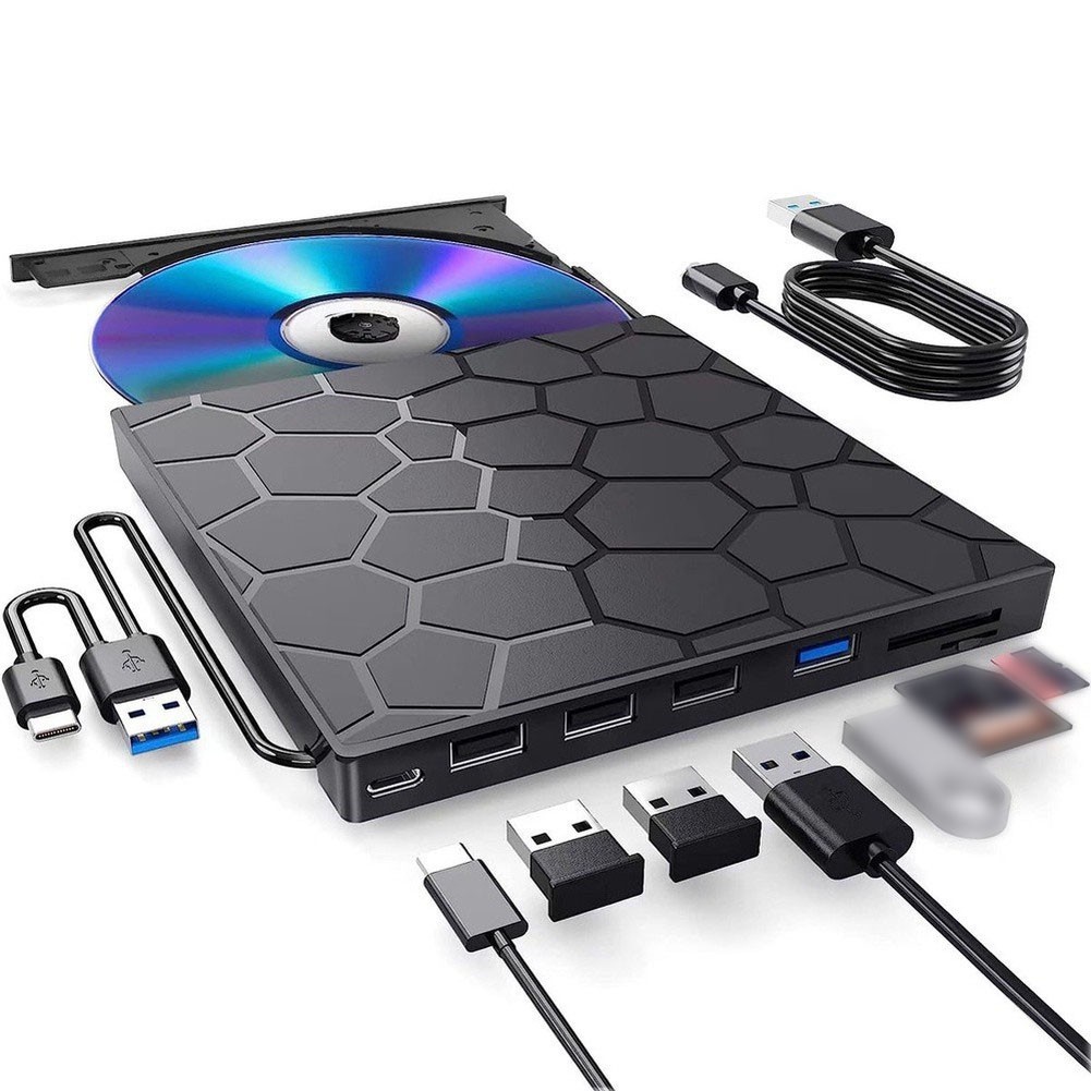 7 in 1 External DVD Drive USB C USB 3.0 with TF Card Reader for Laptop