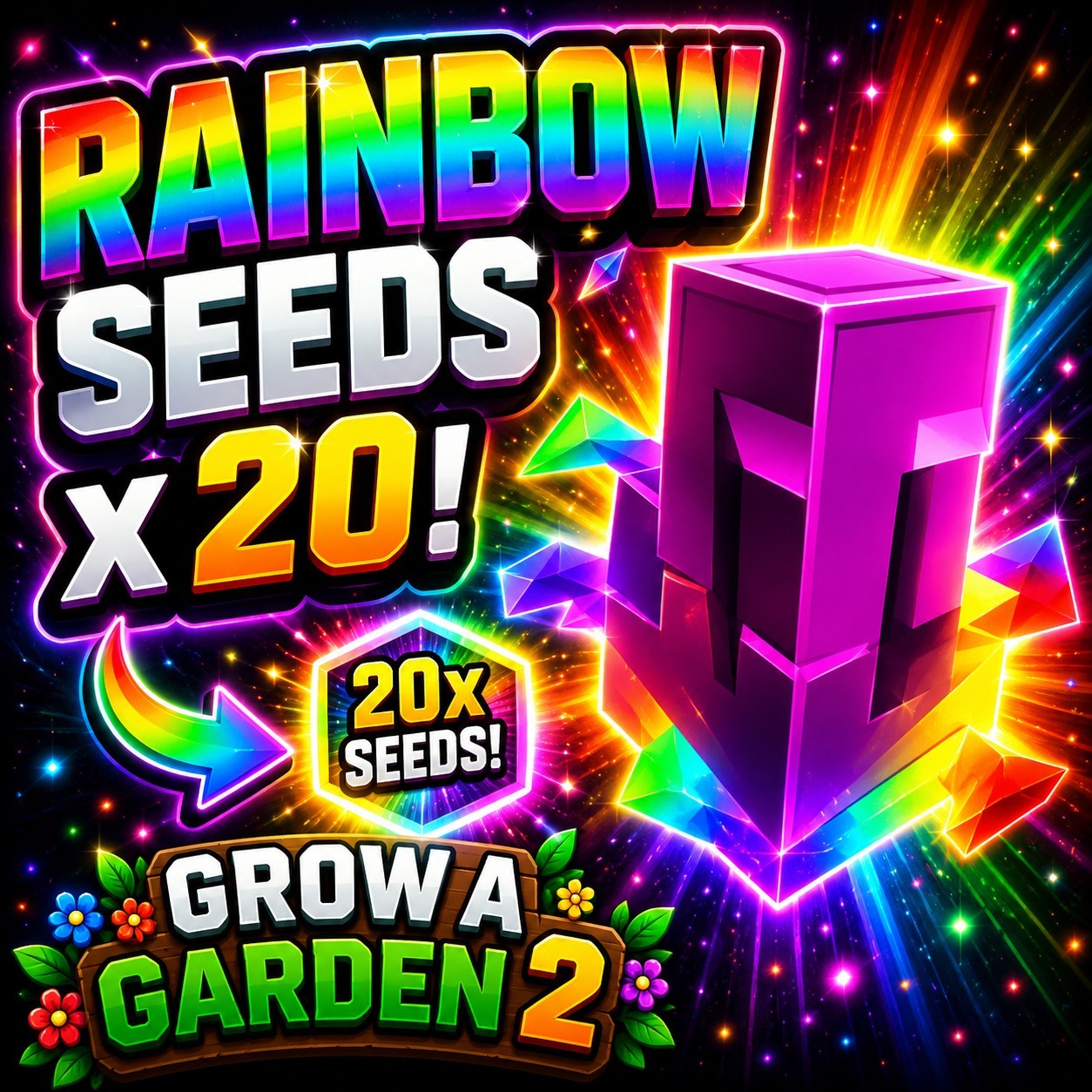 20x RAINBOW 🌈 Seed Grow 🪴 A Garden 2