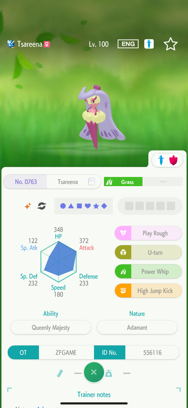✨6IV SHINY Tsareena + EVS🚀 POKEMON HOME✨Champions✨Online delivery⚡