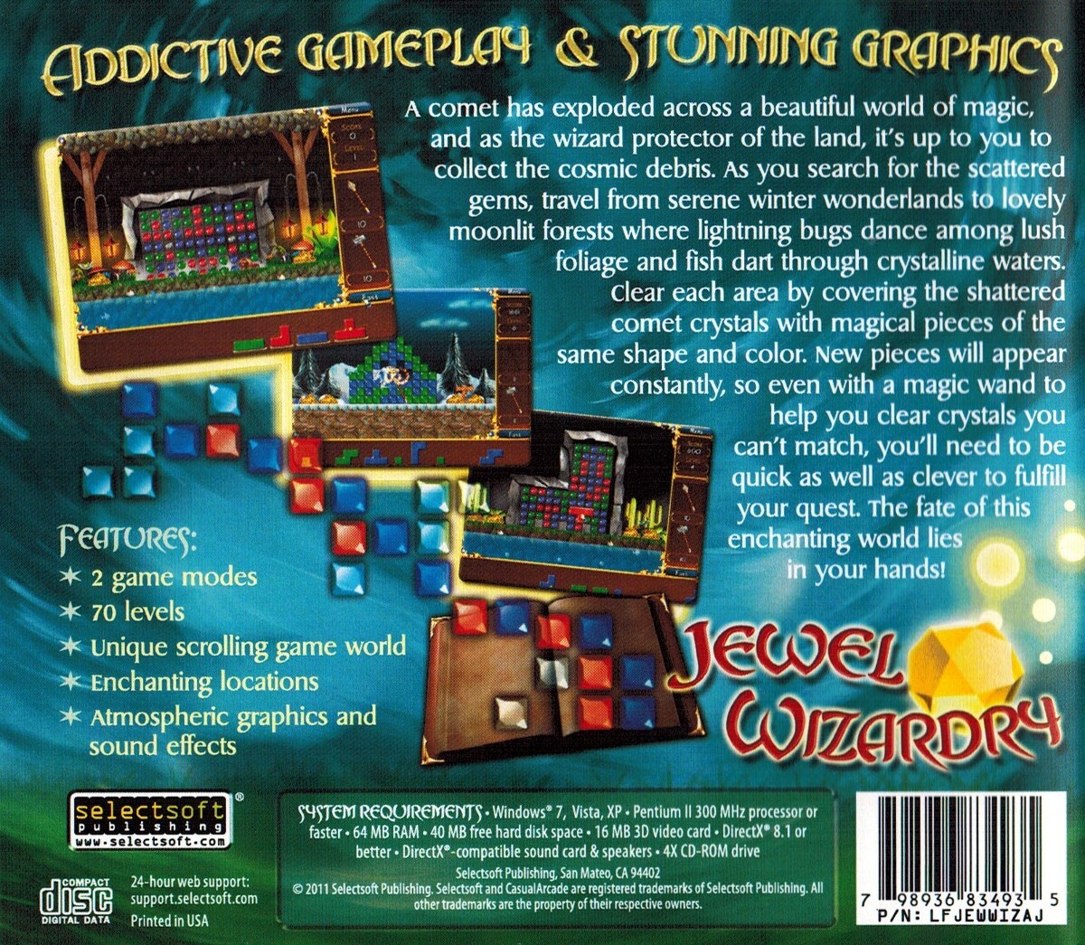 Jewel Wizardry – Classic Gem Matching Adventure 70 Levels PC Software Sealed New