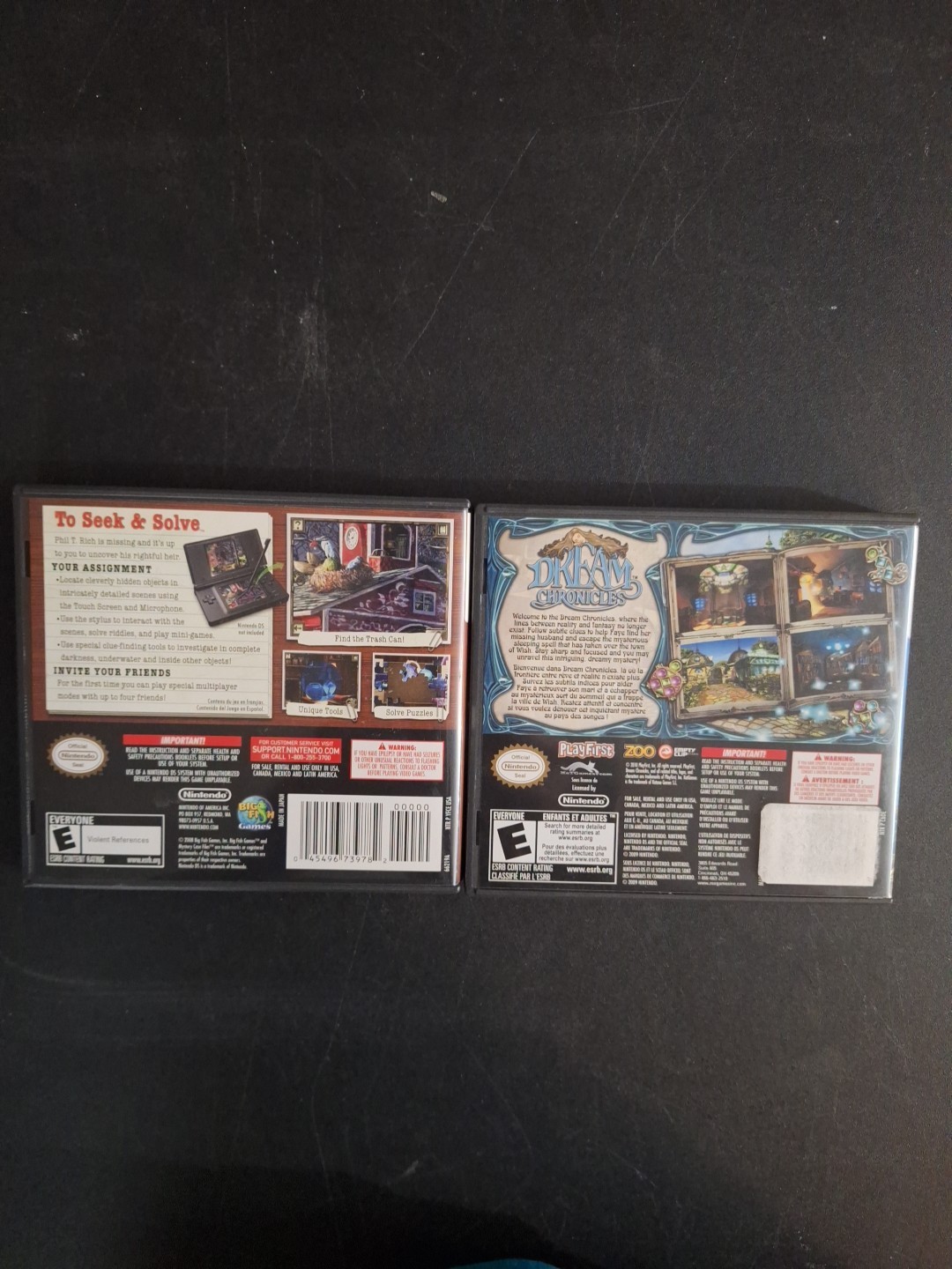 Mystery Case Files Millionheir & Dream Chronicles (Nintendo DS)2 Game Bundle CIB