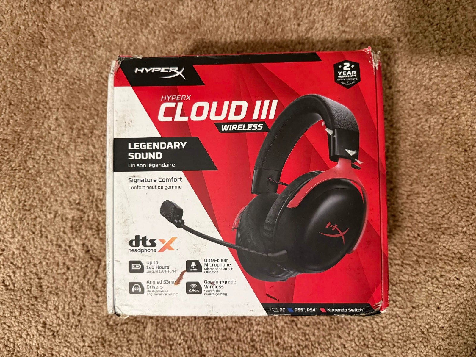 HyperX Cloud III Wireless Gaming Headset Black/Red- OPEN BOX BUT NEW!!