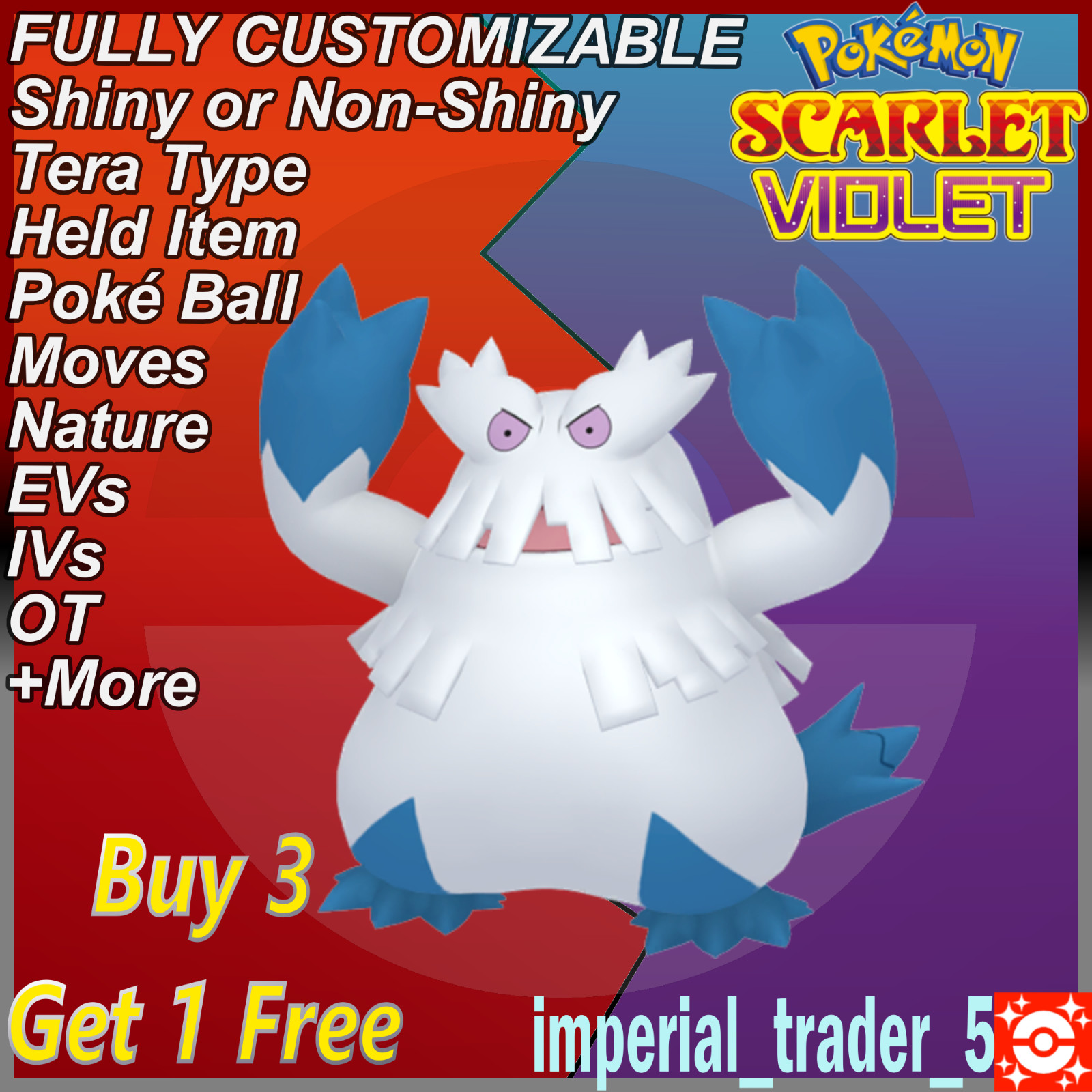 Pokémon Scarlet and Violet ✨ Shiny Abomasnow ✨ W/ Best 6IV Customizable