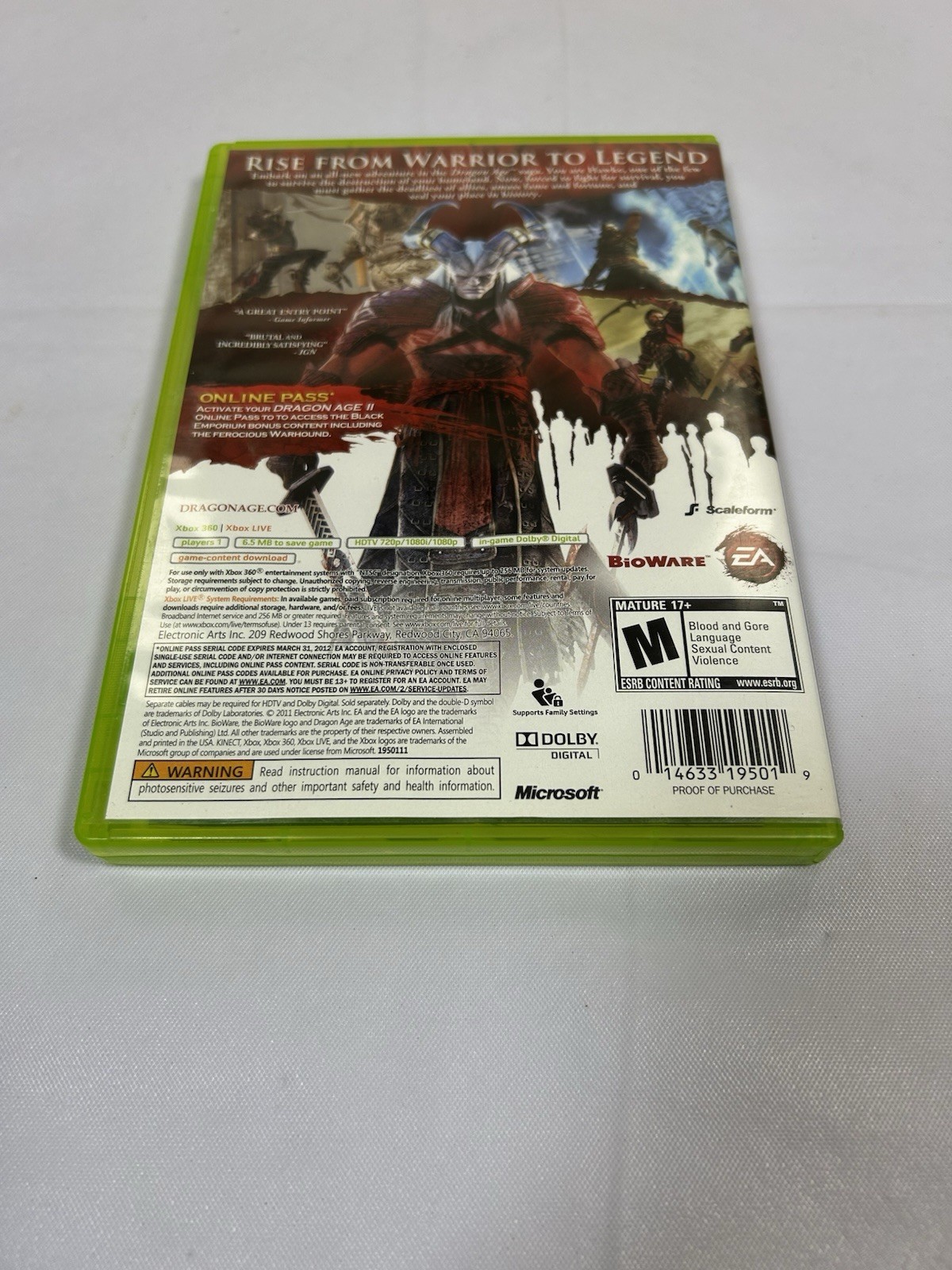 Dragon Age 2 II (Xbox 360, 2011) CIB Tested and Working